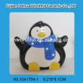 Creative single penguin shaped ceramic seasoning pots with spoon